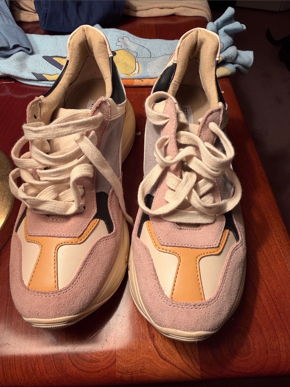 Steve Madden Pink, Tan & Cream Layered Lace-Up Sneakers